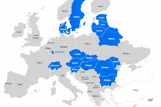 European countries with vignettes map, vignette